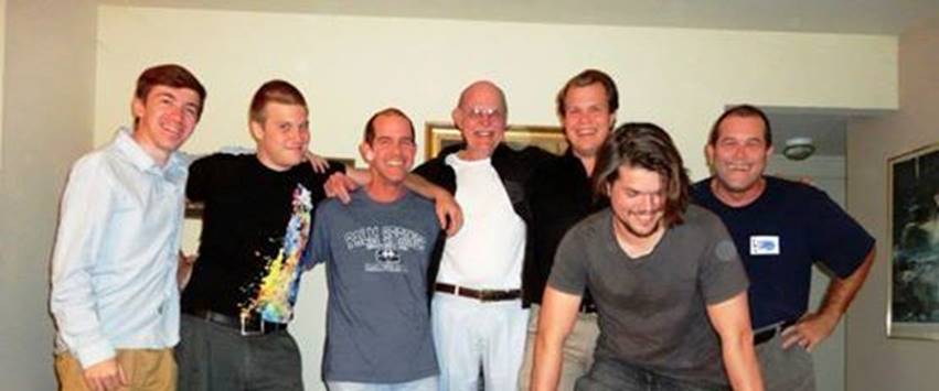 2013: Leafy Gables family portrait: Nathan, Aladdin, Karl, Dad, Jordan, Orpheus, me